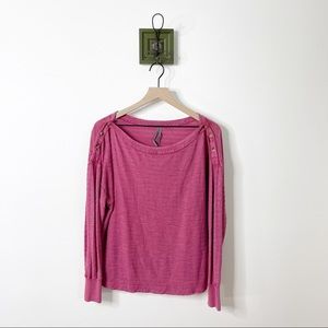 Anthropologie pink button shoulder top